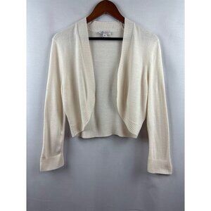 Denim & Company Womens Small Ivory Open Front Cardigan Sweater